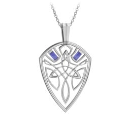 Men's Celtic Shield Necklace with Baguette Gemstones