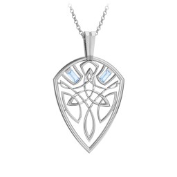 Men's Celtic Shield Necklace with Baguette Gemstones