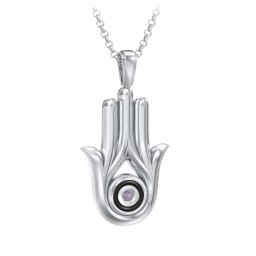Men's Hamsa Necklace with Gemstone & Cold Enamel in 925 Sterling Silver with Alexandrite