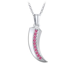 Men's Engravable Claw Necklace with Gemstones in 925 Sterling Silver with Ruby