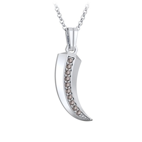 Men's Engravable Claw Necklace with Gemstones – Sterling Silver with Smokey Quartz