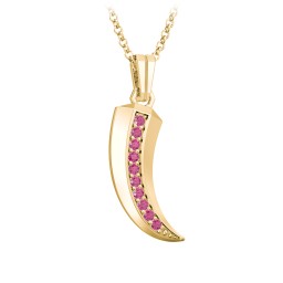 Men's Engravable Claw Necklace with Gemstones in 9K Solid Yellow Gold with Ruby