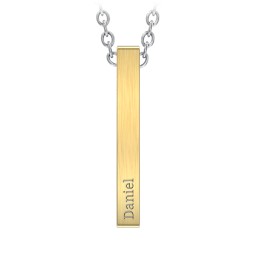 Men’s Engravable Vertical 3D Bar Necklace in Stainless Steel