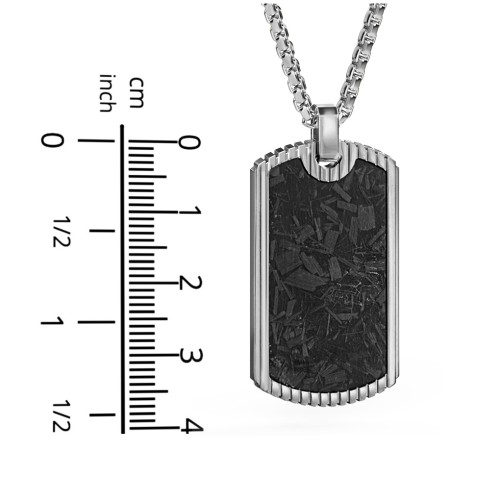 Men’s Engravable Stainless Steel Dog Tag Necklace with Carbon Fiber Inlay