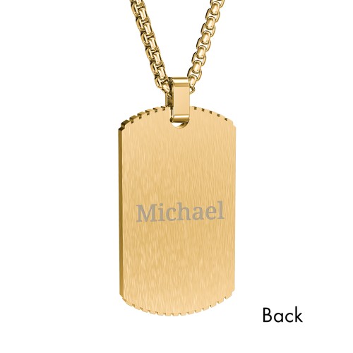 Men’s Engravable Stainless Steel Dog Tag Necklace with Carbon Fiber Inlay