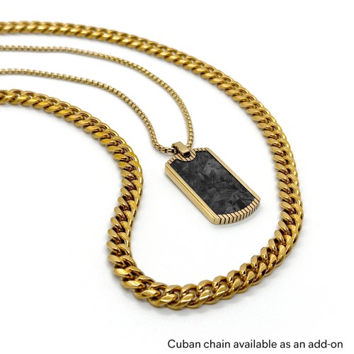 Men’s Engravable Stainless Steel Dog Tag Necklace with Carbon Fiber Inlay