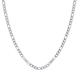 Men’s Figaro Chain with 2 Engravable Bars in Stainless Steel