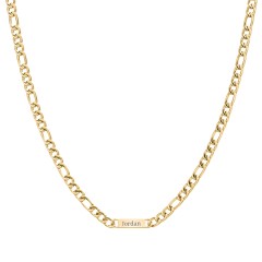 Men’s Figaro Chain with 1 Engravable Bar – Stainless Steel