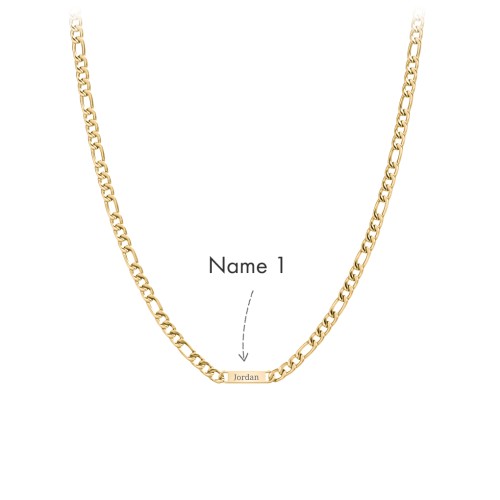 Men’s Figaro Chain with 1 Engravable Bar – Stainless Steel