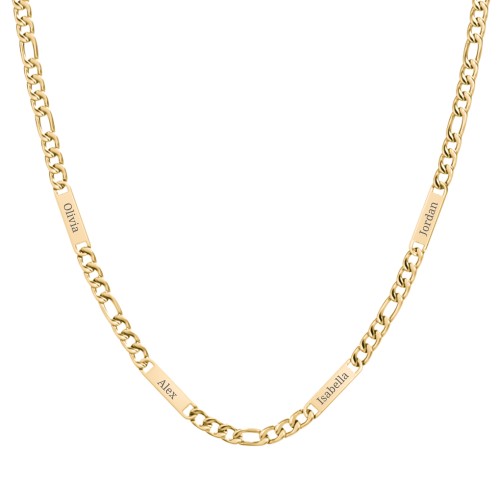 Men’s Figaro Chain with 4 Engravable Bars – Stainless Steel