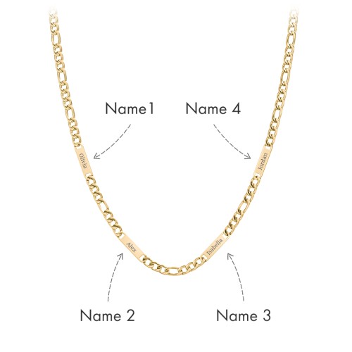 Men’s Figaro Chain with 4 Engravable Bars – Stainless Steel