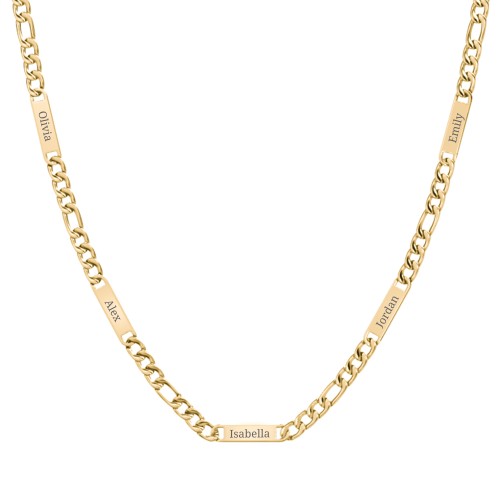 Men’s Figaro Chain with 5 Engravable Bars – Stainless Steel