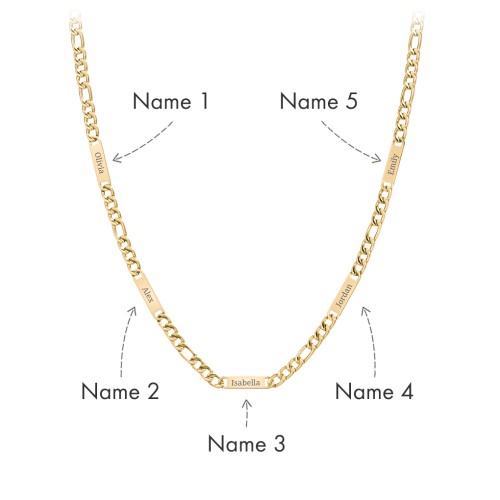 Men’s Figaro Chain with 5 Engravable Bars – Stainless Steel