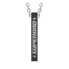 Men’s Engravable SUPERDAD Black 3D Bar Necklace