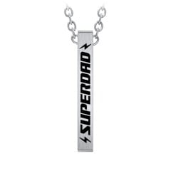 Men’s Engravable SUPERDAD Stainless 3D Bar Necklace