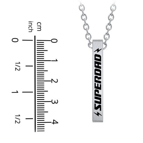Men’s Engravable SUPERDAD Stainless 3D Bar Necklace