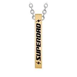 Men’s Engravable SUPERDAD Yellow 3D Bar Necklace