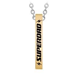 Men’s Engravable SUPERDAD Yellow 3D Bar Necklace in Stainless Steel