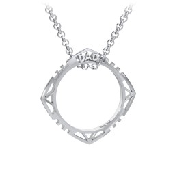 Men’s Engravable DAD Geometric Ring Necklace in 925 Sterling Silver