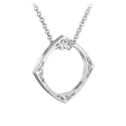 Men’s Engravable Geometric Ring Necklace in 925 Sterling Silver