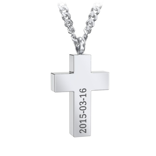 Men's Engravable Cross Urn Necklace - Stainless Steel – Stainless Steel