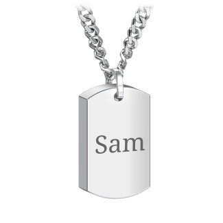 Men’s Engravable Dog Tag Urn Necklace - Stainless Steel