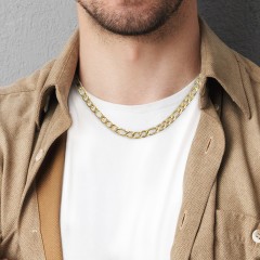 Men's 20" Figaro Chain Necklace in Stainless Steel - 8mm