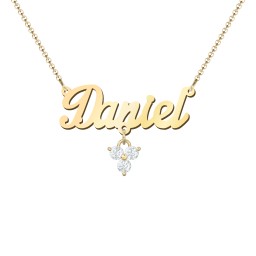 Personalised Name Necklace in 18K Gold Plated Silver with Aquamarine