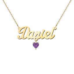 Personalised Name Necklace in 18K Gold Plated Silver with Amethyst