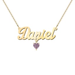Personalised Name Necklace in 18K Gold Plated Silver with Alexandrite