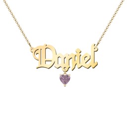 Personalised Name Necklace in 18K Gold Plated Silver with Alexandrite