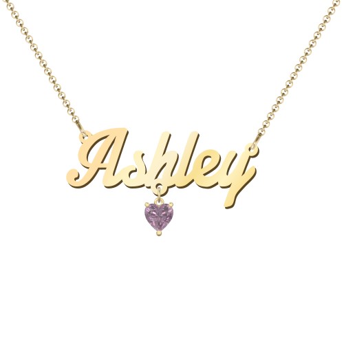 Personalised Name Necklace – 18K Gold Plated Silver with Alexandrite