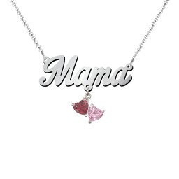 Personalised Name Necklace in 925 Sterling Silver with Ruby and Pink Tourmaline