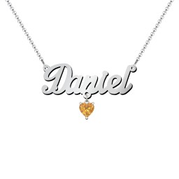 Personalised Name Necklace in 925 Sterling Silver with Citrine