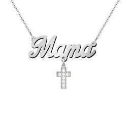 Personalised Name Necklace in 925 Sterling Silver with White Premium Zirconia