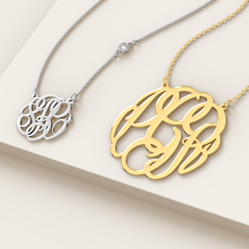 Monogram Name Pendant – Sterling Silver