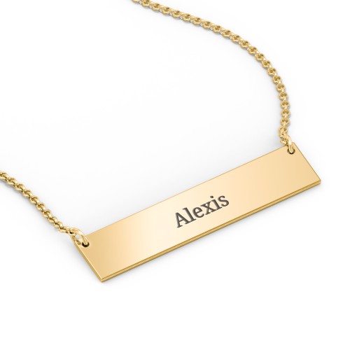Classic Name Bar Pendant – 18K Gold Plated Silver