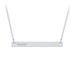 Birthstone Name Bar Pendant in 925 Sterling Silver with Peridot
