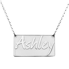 Embossed Name Bar Pendant – Sterling Silver