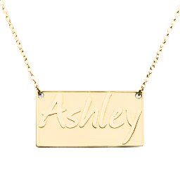 Embossed Name Bar Pendant in 9K Solid Yellow Gold