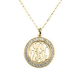 Sparkling Halo Monogram Pendant