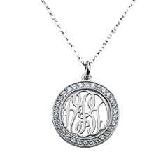 Sparkling Halo Monogram Pendant – Sterling Silver with White Premium Zirconia