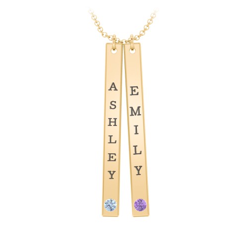 Multi Vertical Birthstone Bar Pendant - 2 Bar