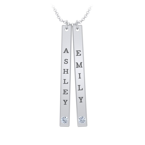 Multi Vertical Birthstone Bar Pendant - 2 Bar