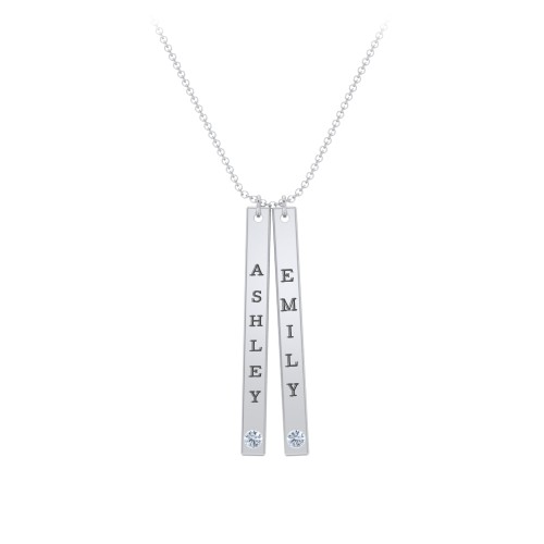 Multi Vertical Birthstone Bar Pendant - 2 Bar