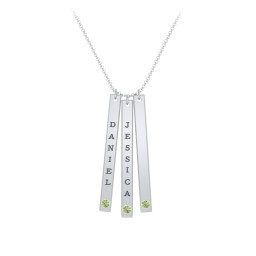 Multi Vertical Birthstone Bar Pendant - 3 Bar