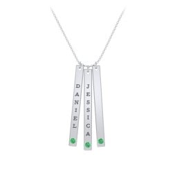 Multi Vertical Birthstone Bar Pendant - 3 Bar