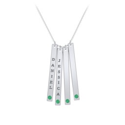 Multi Vertical Birthstone Bar Pendant - 4 Bar