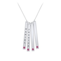 Multi Vertical Birthstone Bar Pendant - 4 Bar