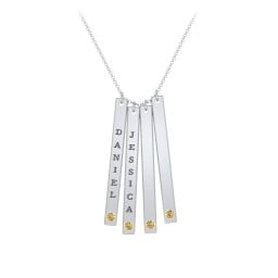 Multi Vertical Birthstone Bar Pendant - 4 Bar